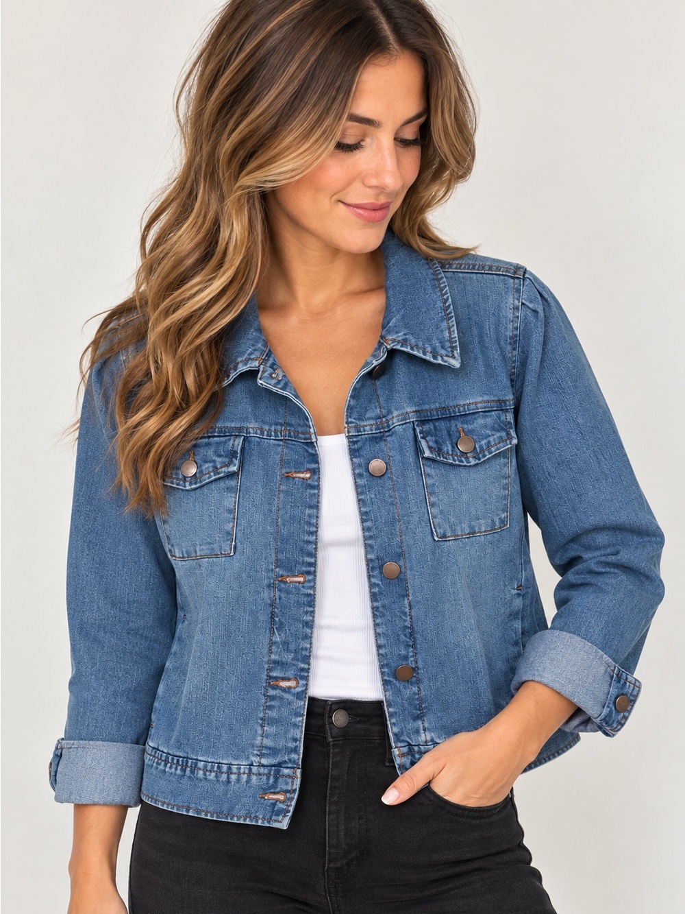 Charter Club Women’s Classic Denim Jean Jacket Medium Wash Size Large L